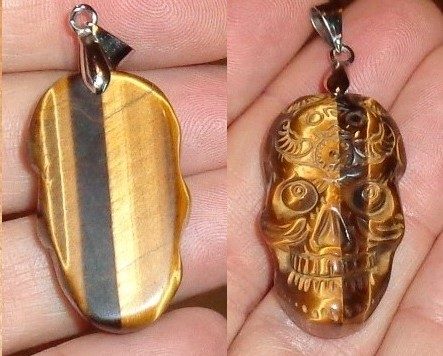 Kristallschädel Anhänger gelbes Tigerauge 