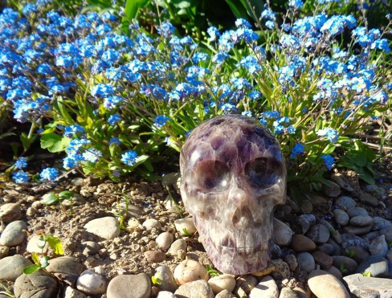 Leoparden Chevron Amethyst Kristallschädel Brasilien 2,33 kg