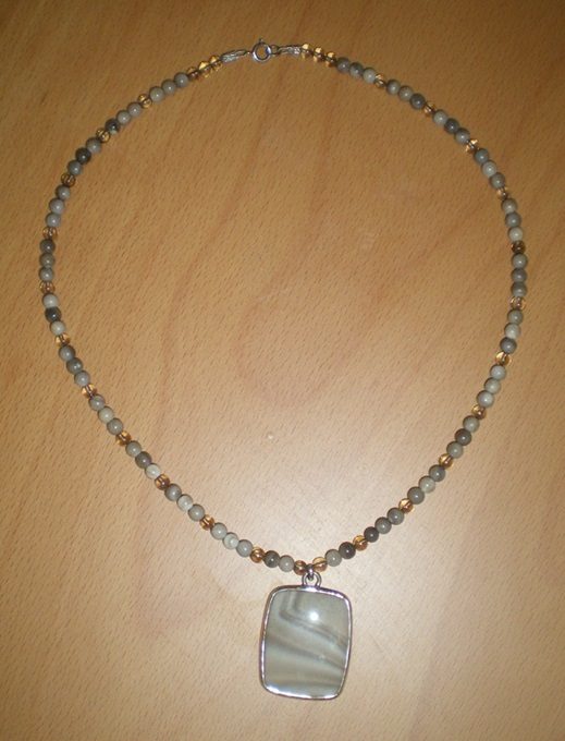 Feuerstein Flint Flintstone Kette Kugeln Anhänger