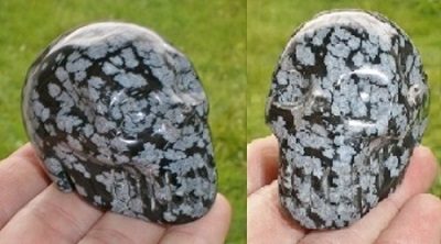 Schneeflockenobsidian Kristallschädel energetisiert 125 g