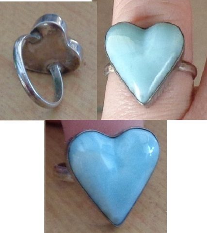 Larimar Herz Ring 925 Silber