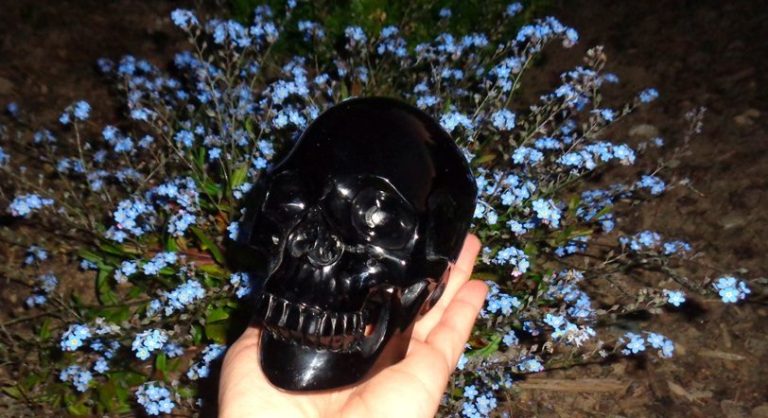schwarzer Obsidian Kristallschädel 1,2 kg 