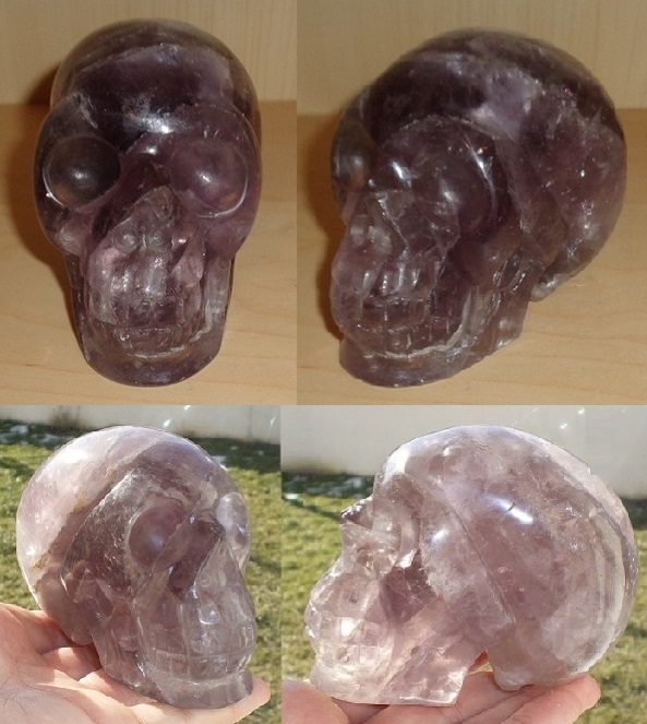 klarer Amethyst Kristallschädel 650 g