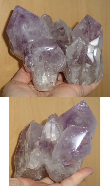 Amethyst Kristallschädel mit Spitzen 975 g Amethyst Kristallschädel mit Spitzen 975 g 1 kg kaufen