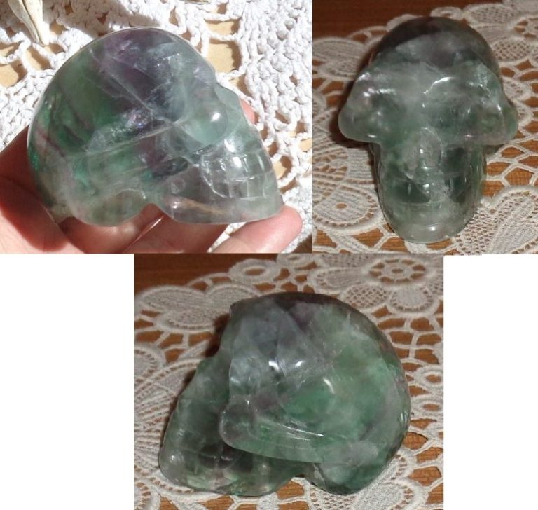 Fluorit Kristallschädel 333 g lila grün