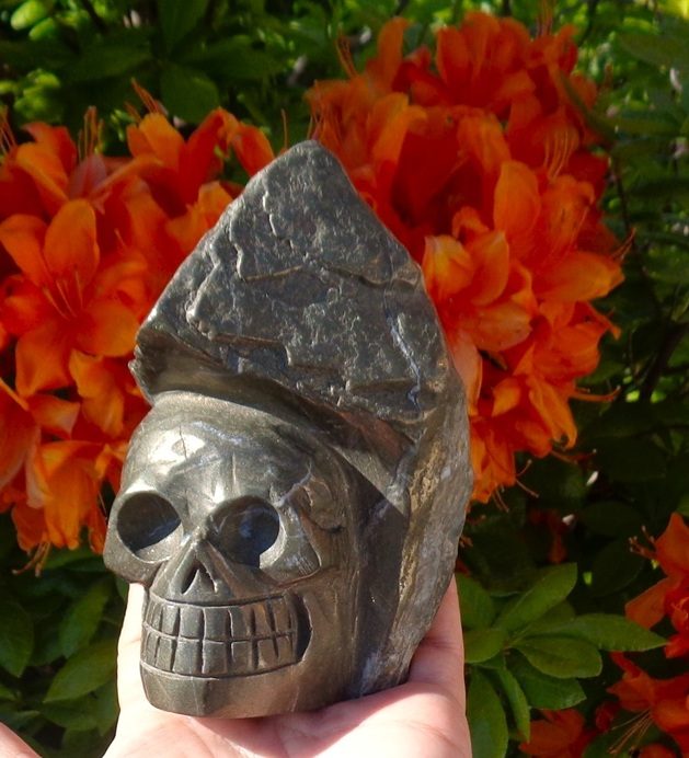 großer Pyrit Kristallschädel 940 g 1 kg