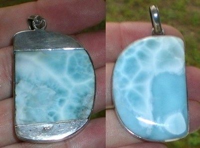 großer Anhänger Larimar blauer Atlantisstein Silber