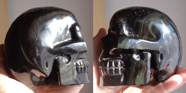 Obsidian Regenbogenobsidian 1,1 kg Kristallschädel