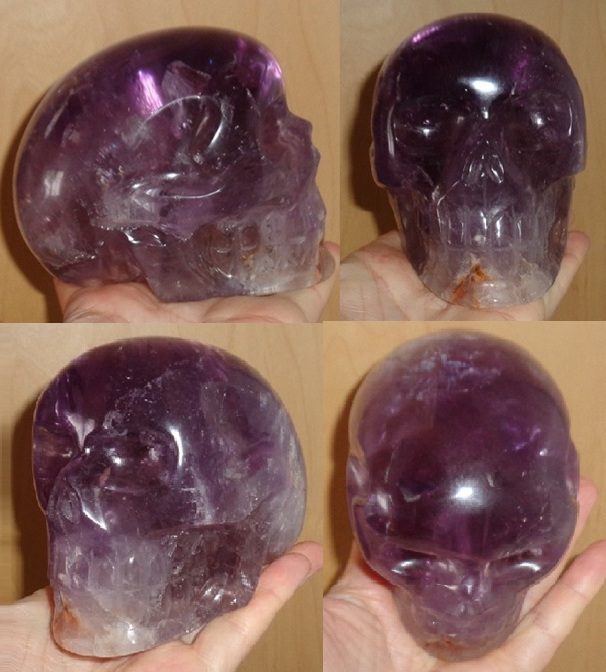 großer lila Amethyst Kristallschädel 1,14 kg