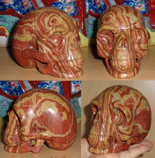 großer Meta-Rhyolith Aztekenstein Kristallschädel 835 g