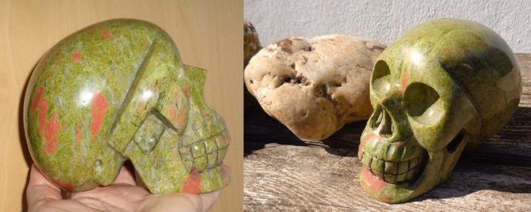 Unakit Kristallschädel 1,65 kg Blumenjaspis