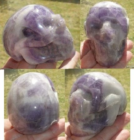 Chevron Amethyst Kristallschädel 315 g 300 g