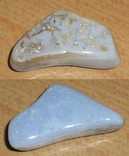 Blauer Chalcedon Trommelstein energetisiert 15 g