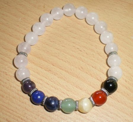 Chakra Armband Rosenquarz Kugeln energetisiert