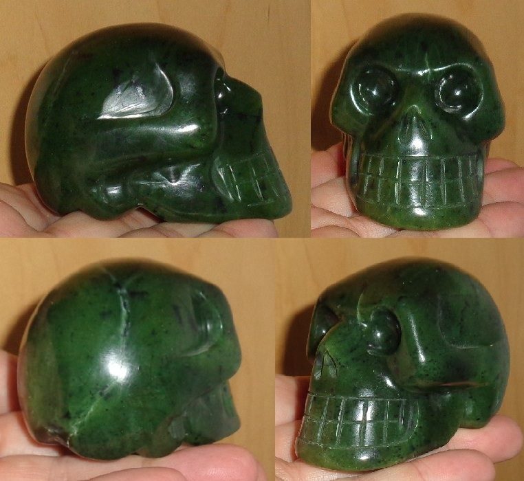 grüner Nephrit Jade Kristallschädel 220 g