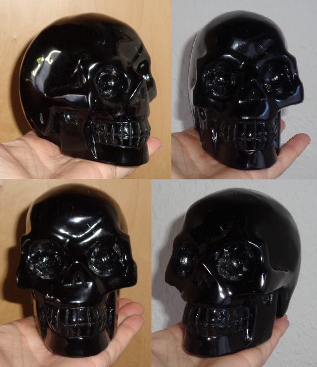 Schwarzer Obsidian Kristallschädel 1,1 kg