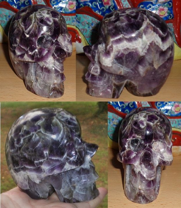 Chevron Amethyst Kristallschädel 740 g