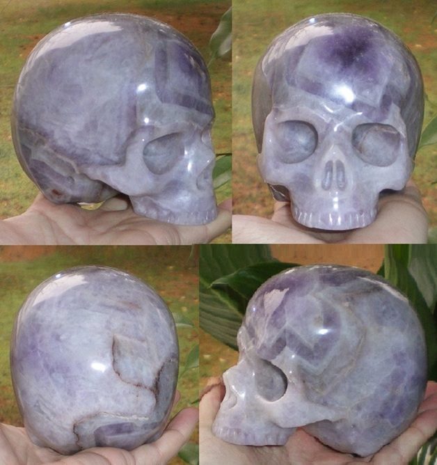 Kristallschädel lila Chevron Amethyst ohne Unterkiefer 1,3 kg Kristallschädel lila Chevron Amethyst ohne Unterkiefer 1,3 kg