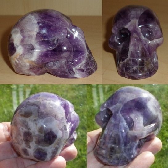 lila Chevron Amethyst Kristallschädel 200 g