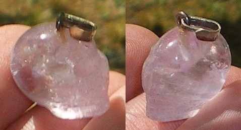 Amethyst Kristallschädel Anhänger energetisiert hell