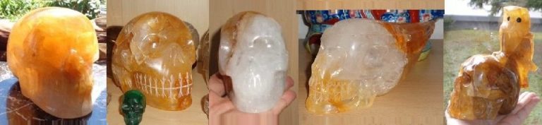 großer Golden Healer Kristallschädel 8,5 kg Traveller Eule