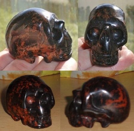 Mahagoni Obsidian Kristallschädel energetisiert 75 g