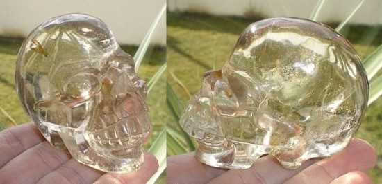 Citrin Kristallschädel 185 g citrine quartz skull